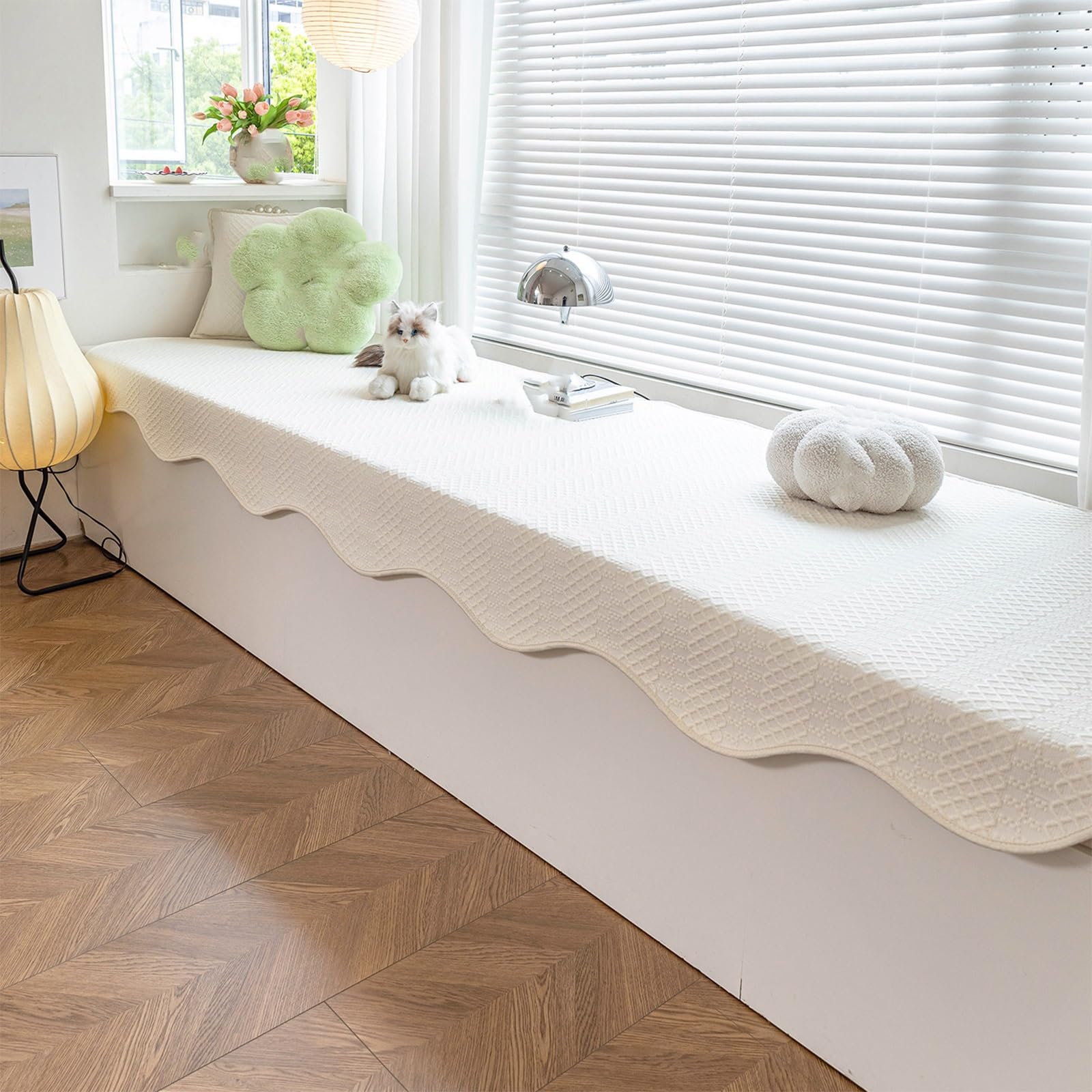 Tapis de rebord fenêtre blanc 110x240cm lavable et doux