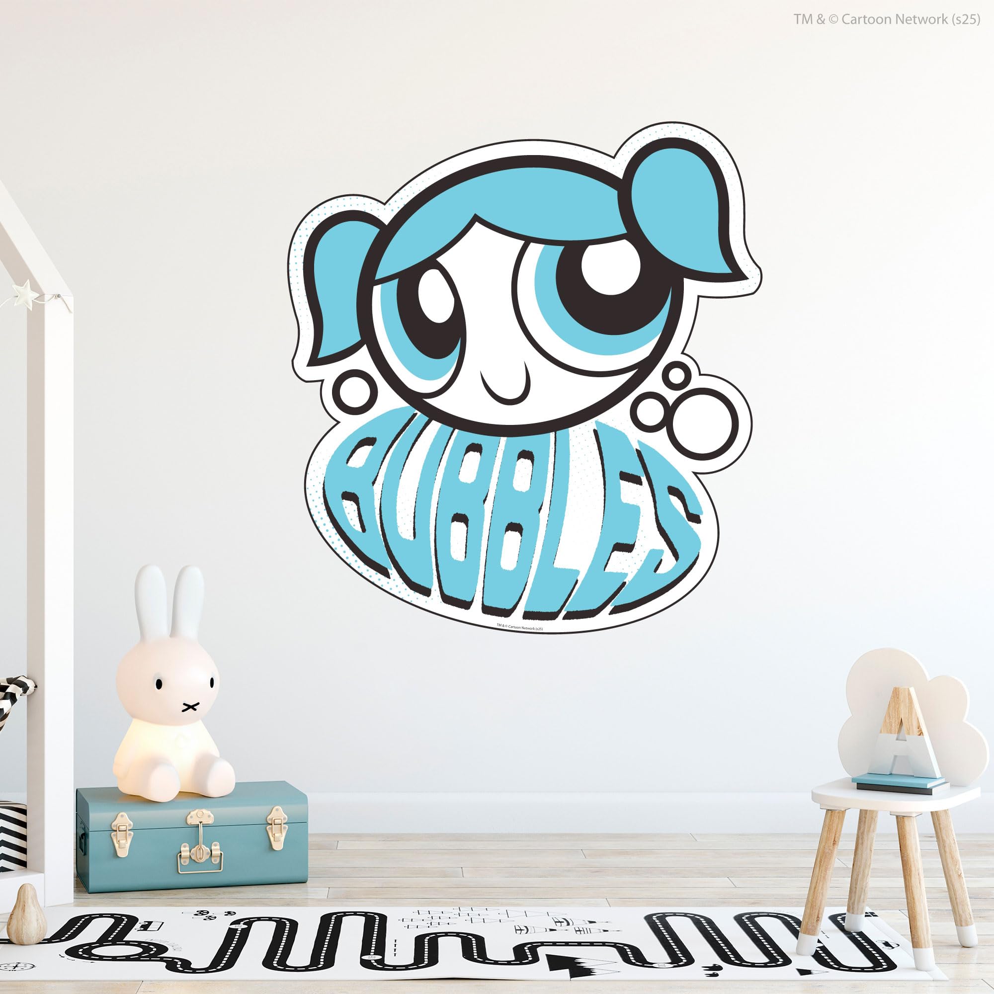 Powerpuff Girls Wall Sticker - Bubbles Blue Icon Superhero Decal Wall Art (60cm Height x 55cm Width)