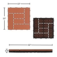 Vista 6 de Pure Garden - Paquete de 24 baldosas de madera y plástico entrelazadas para patio, suelos de exterior para balcón, porche y garaje (terracota)
