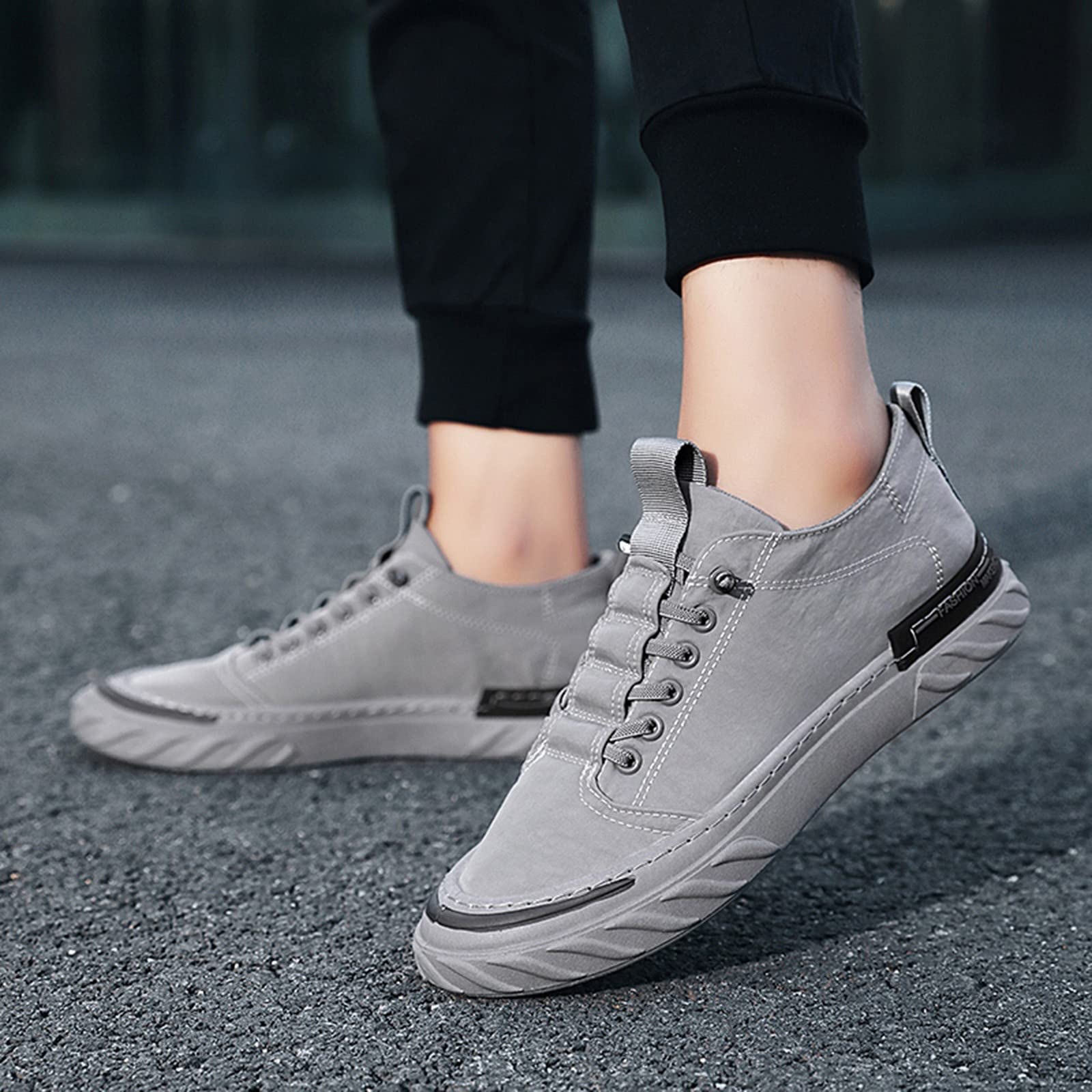 Zapatos deportivos bajos para hombre, de ajuste ancho, informales, para