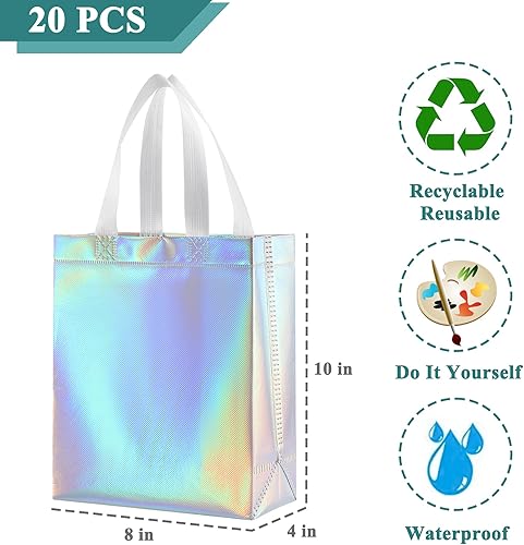 Miniatura 8 de KEYYOOMY Bolsas de regalo de oro rosa con asas, bolsa de regalo reutilizable no tejida con asas, tamaño mediano, bolsas de recuerdos de fiesta,