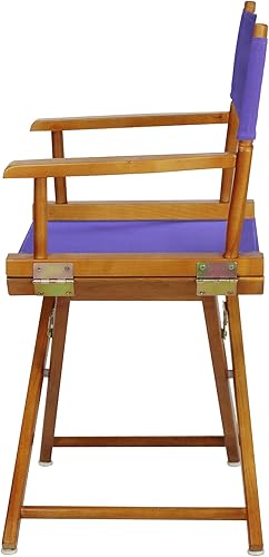 Miniatura 4 de Casual Home 200-55/021-41 - Silla directora de roble miel de 18.0 in, marco de roble y lona morada, altura clásica