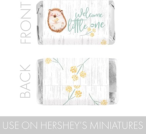 Miniatura 4 de Woodland Baby Shower Mini envoltorios de barra de caramelo, criaturas de acuarela - 45 calcomanías