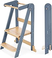 Vista 1 de HARPPA Nordi - Torre de cocina plegable para niños pequeños, ayudante de aprendizaje de cocina Montessori, torre de pie con 3 alturas ajustables