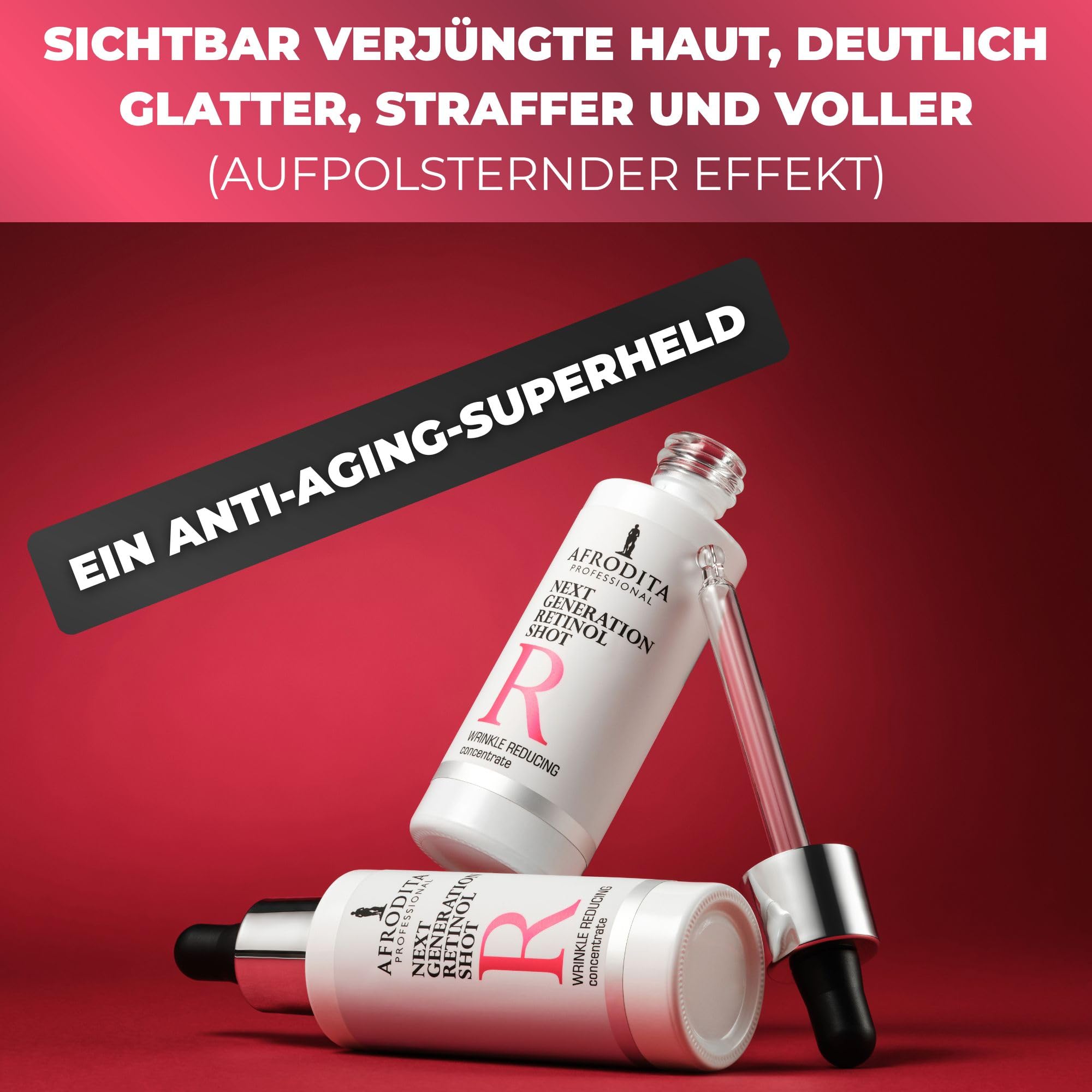 Afrodita Professional Next Generation Retinol Shot Gesichtsserum 0,1% HPR Retinoid Anti-Falten Serum gegen Linien Poren & Pigmentflecken mit Ceramiden Beta-Glucan Squalan parfumfrei 30 ml