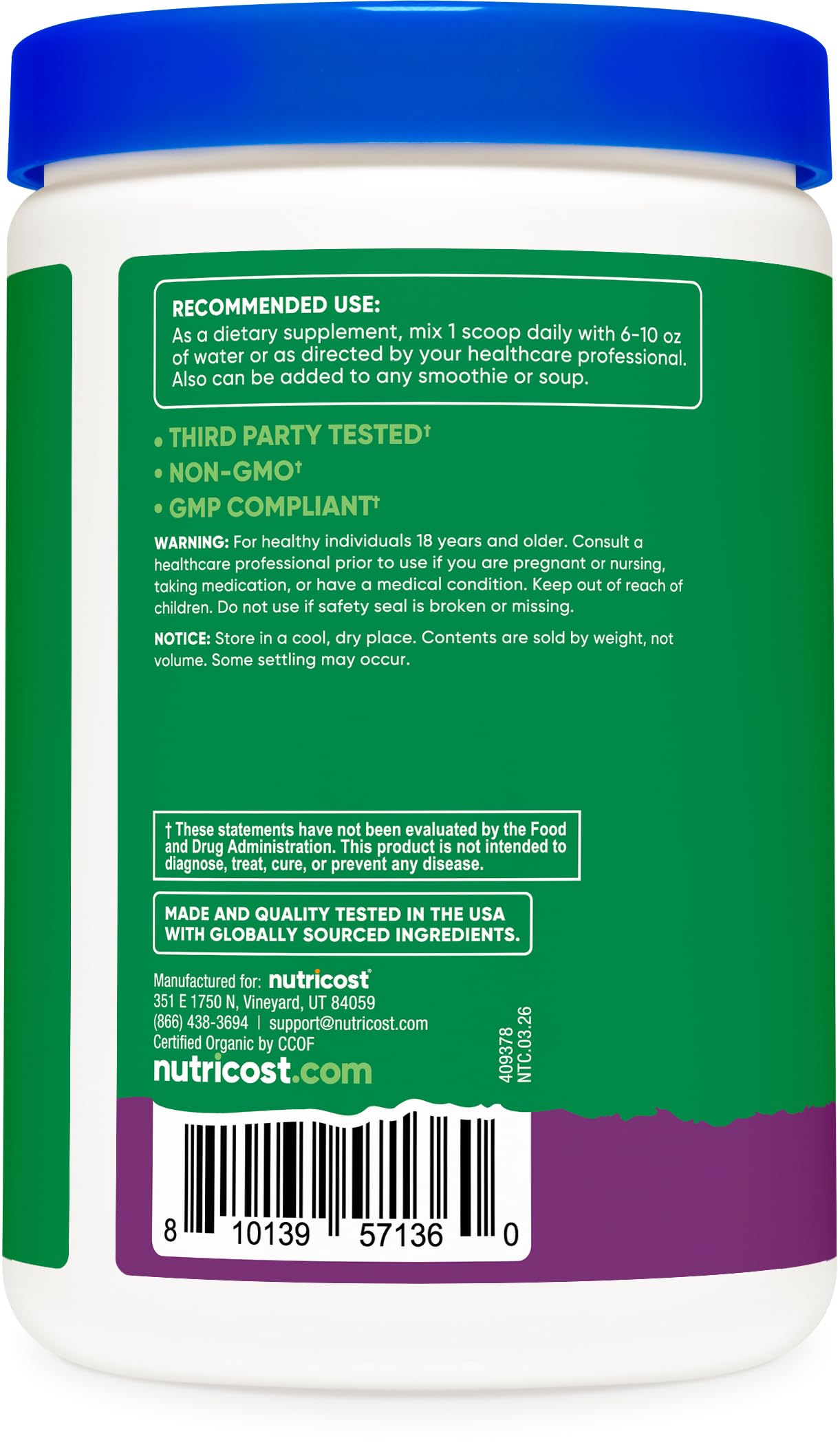 Nutricost Organic Super Greens Powder (Mixed Berry Flavor) 30 Servings — Amazon image 4