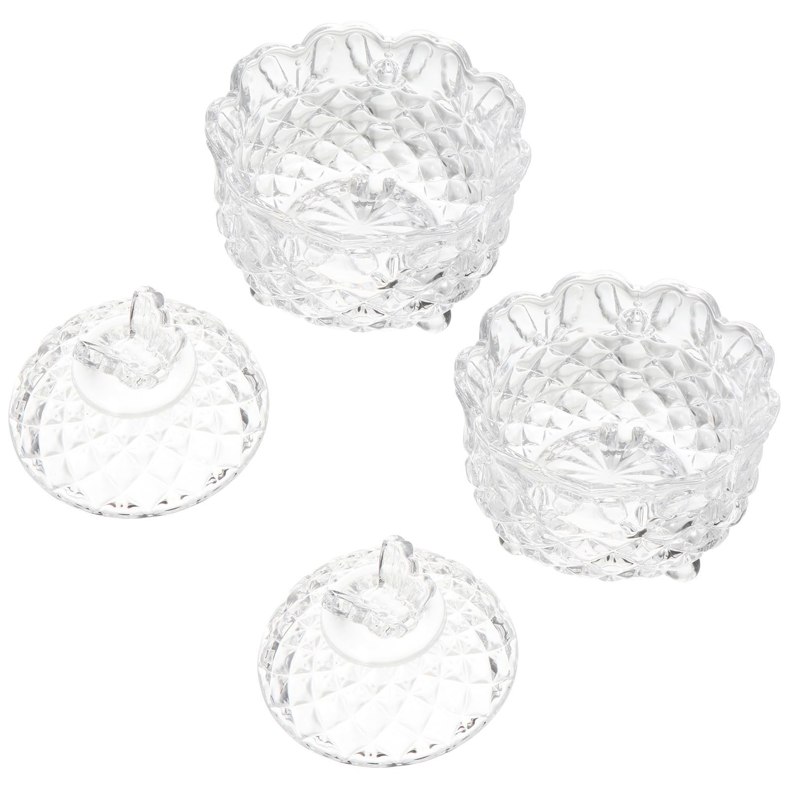 SEWACC 2 Piezas Tarro de Cristal Transparente Tapa en Forma de para Almacenar Dulces y Frutos Secos, Diseño Elegante y Acabado Fino, Práctico y Decorativo