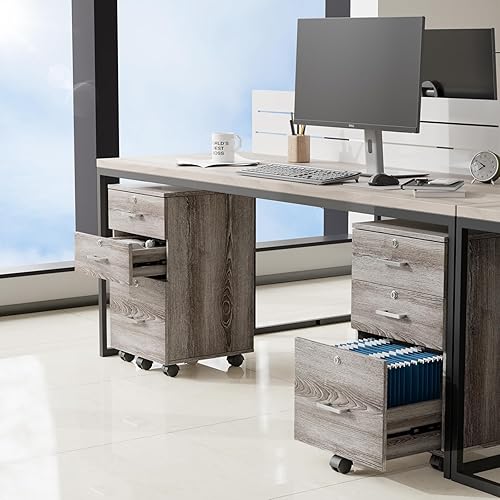 Miniatura 129 de VINGLI Archivador de 2 cajones con cerradura, archivadores rodantes para oficina en casa, soporte de impresora pequeño, organizador de archivos