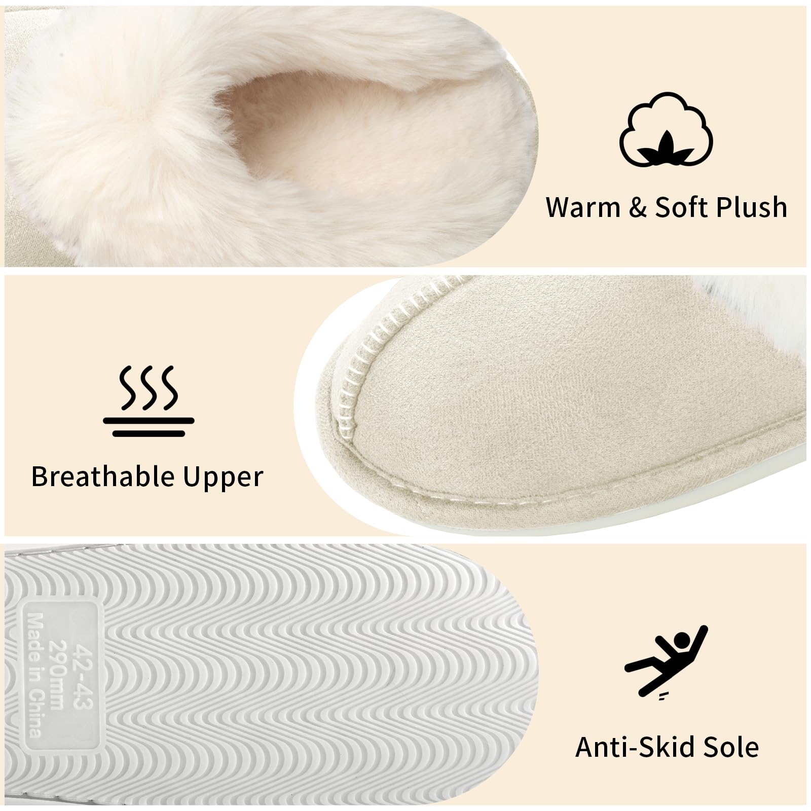 HILAX Pantofole Donna Uomo Invernali Peluche Ciabatte Casa Comode Pelose Inverno Scarpe di Cotone Morbida Slippers Winter Interne