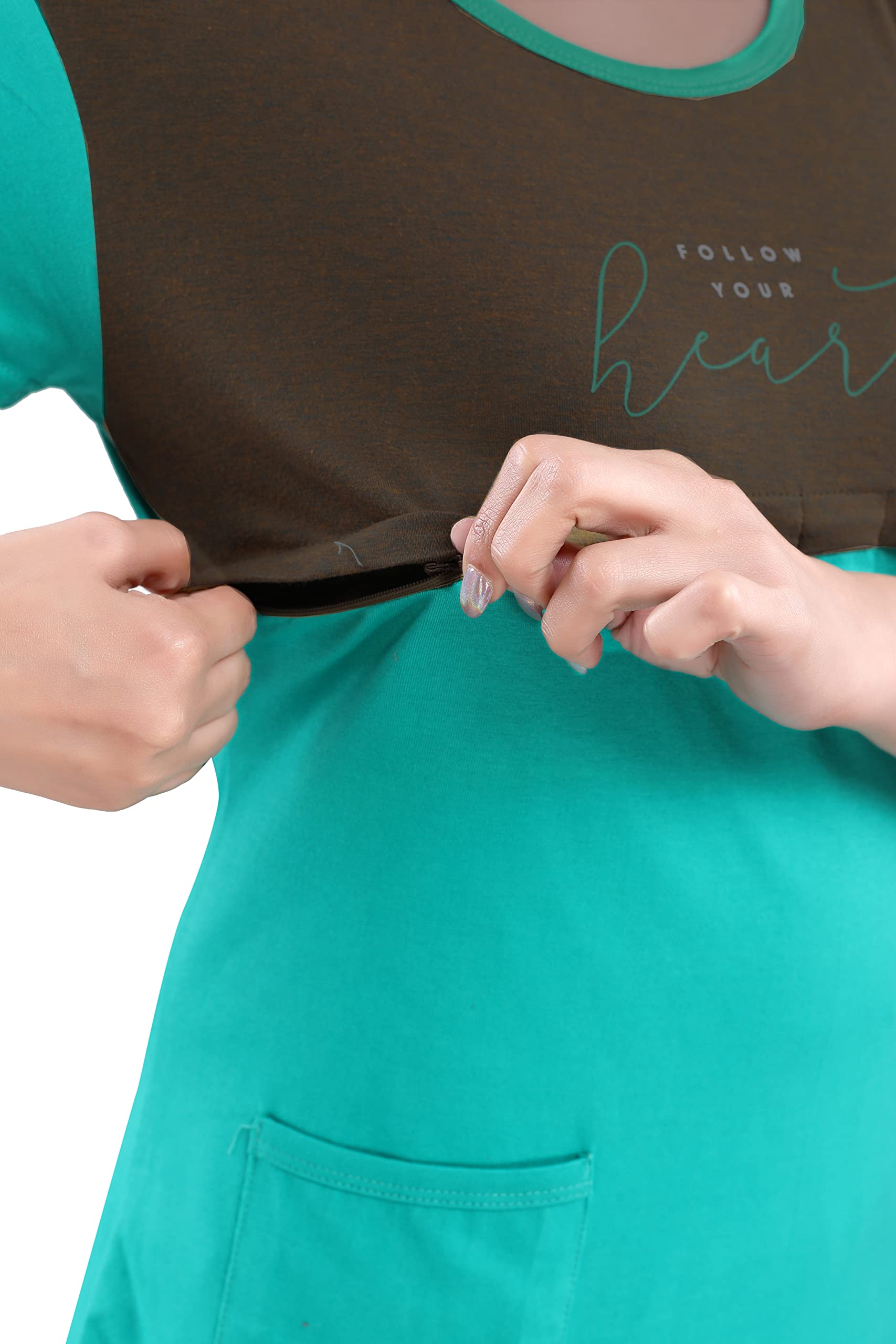ATTEMPT Printed Women Nursing/Maternity/Feeding Top (XX-Large, Green) - Image 4 thumbnail