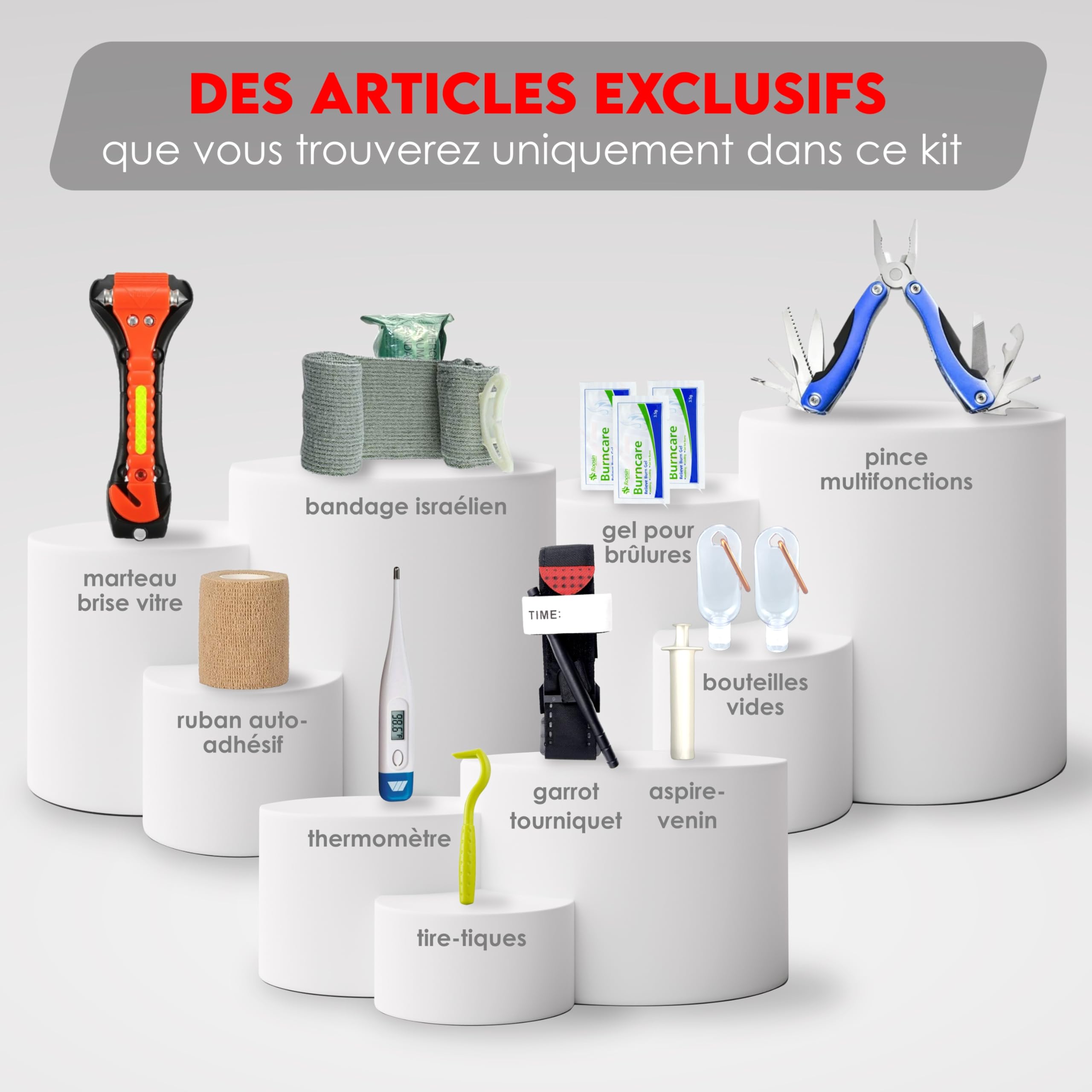 Trousse de Secours Complète Kit de Survie Militaire Randonnée Camping Voiture Couverture de Survie Garrot Tourniquet
