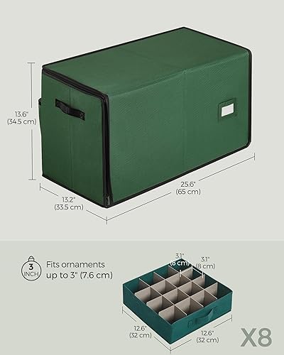 Miniatura 6 de SONGMICS Caja de almacenamiento grande para adornos de Navidad, con lateral abierto, contenedor de almacenamiento de Navidad apilable con tapa,