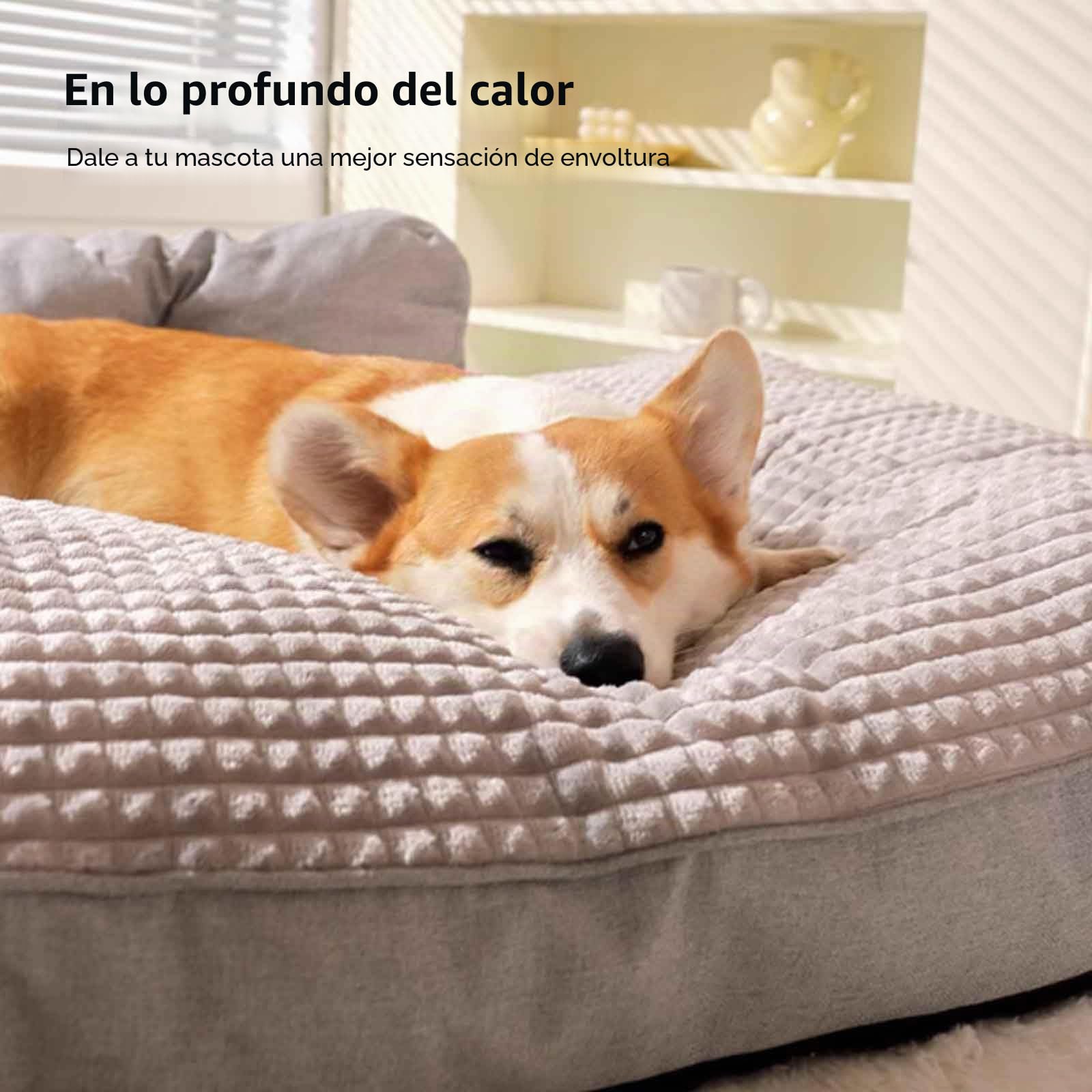 Cama Perro Grande, Sofá para Perros Acogedor y Lavable, Antideslizante, Desmontable, Bordes Elevados, Gris, XXL