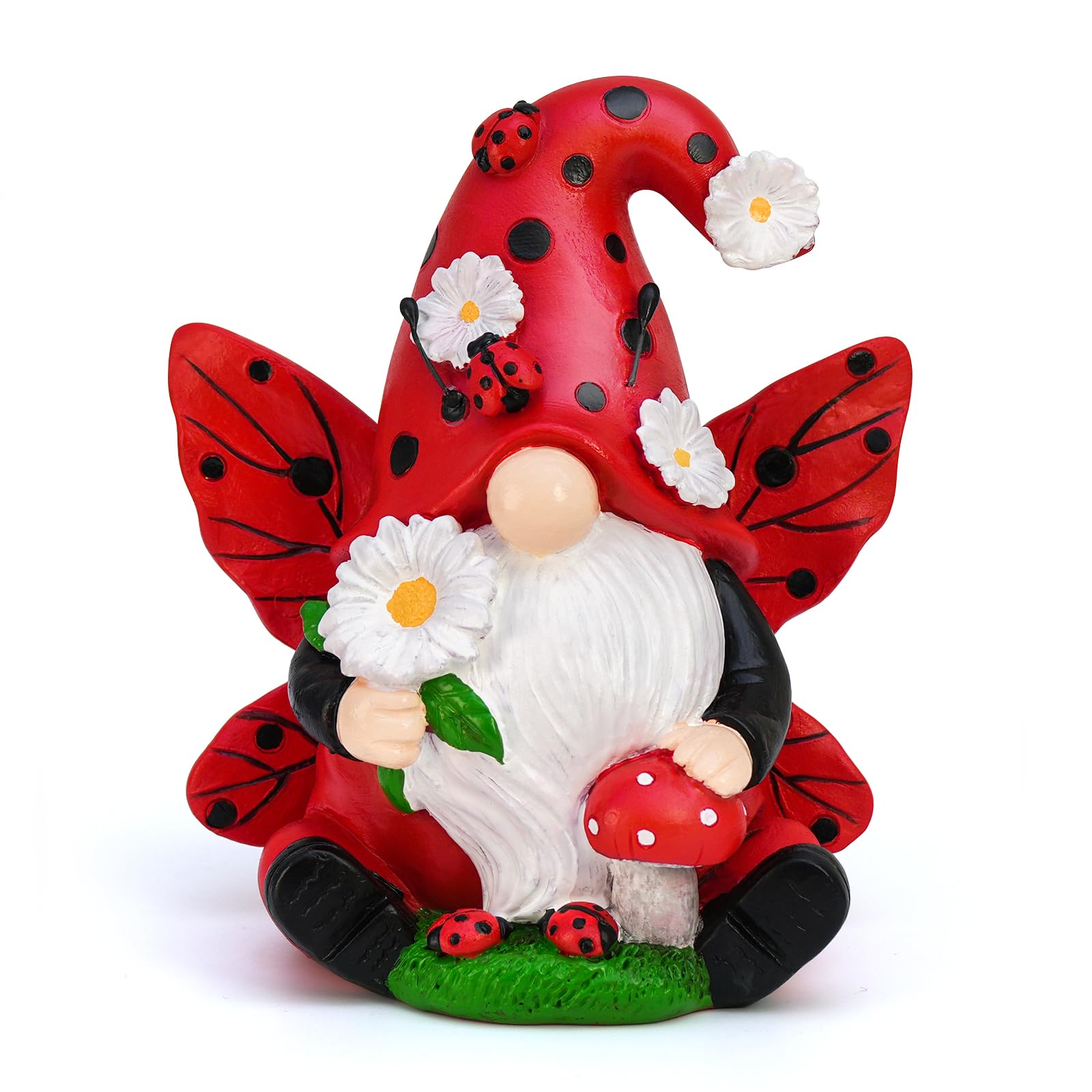 KnomeKoLadybug Gnomes Decorations Resin Ladybug Figurines Decor Spring Kitchen Decor Gifts for Women Summer Garden Gnomes Decorations Ladybug Gnomes Garden Gnomes Decor Lawn Outdoor Decor