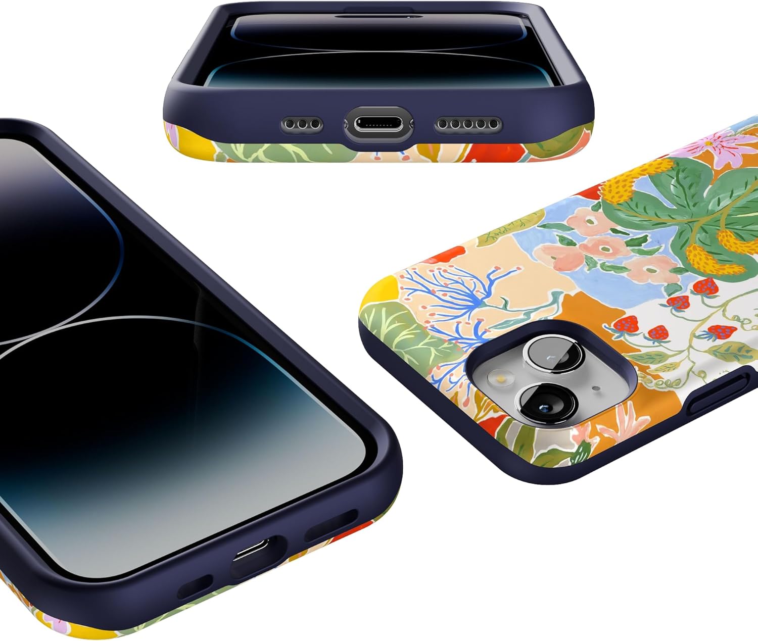 Casely iPhone 14 Case | Botanical Blooms | Floral Patchwork | Bold Protective Design | Compatible with MagSafe