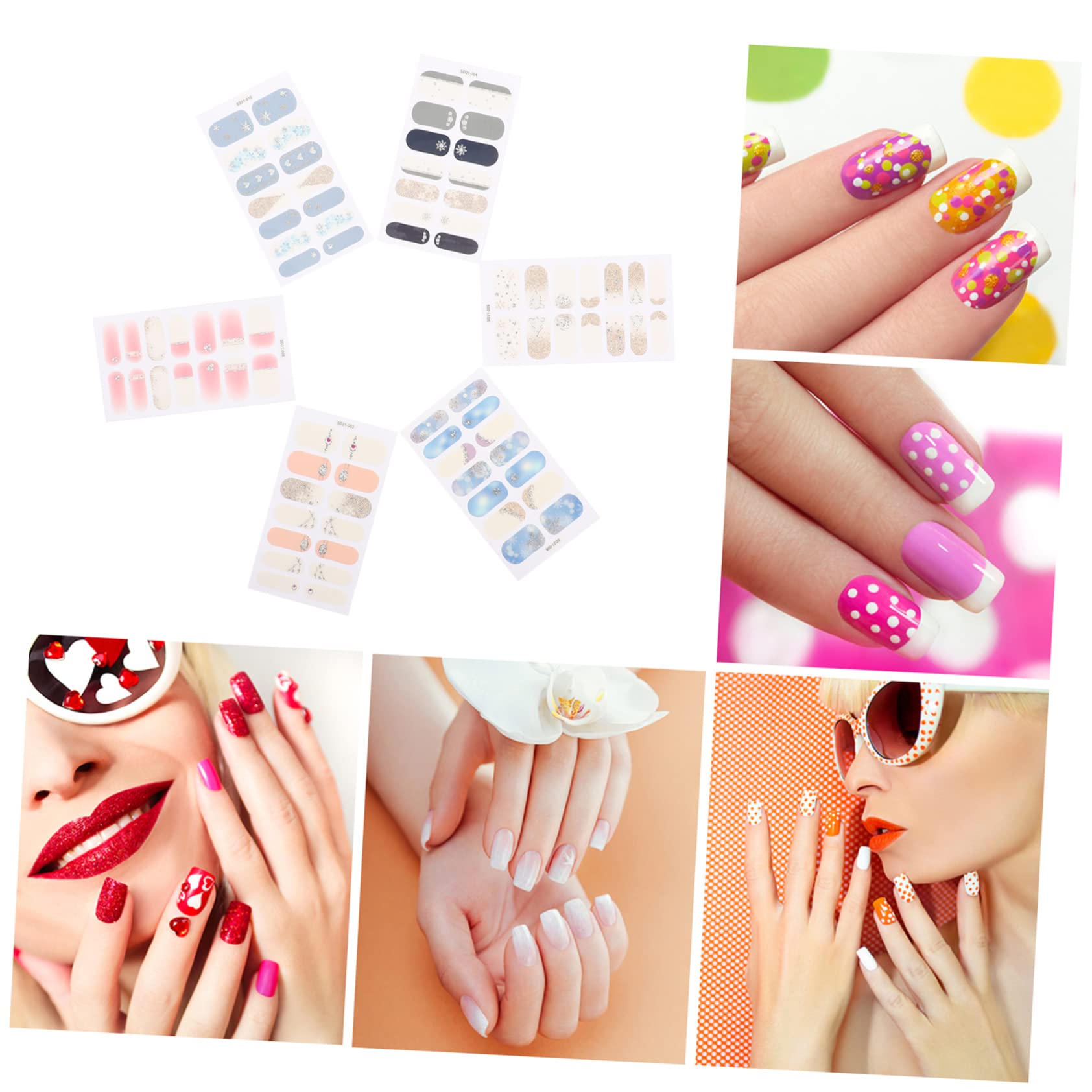 5 Set Adesivi Per Unghie Autoadesivi Decorazioni Per Nail Art Facili Applicare E Rimovibili Per Manicure Te Design Adatti Per Domestico 6 Fogli*5