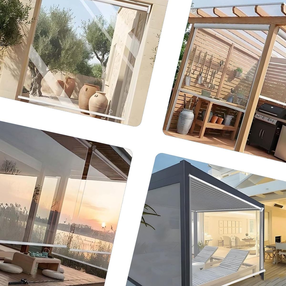 Tenda a Rullo Trasparente in PVC per Esterni Pergolati Balconi Bagni Patii Tenda Avvolgibile Trasparente, Impermeabile e Antipolvere Disponibile 220 50 180 80 90 95 110 130 65 cm(W80cm x H200cm)