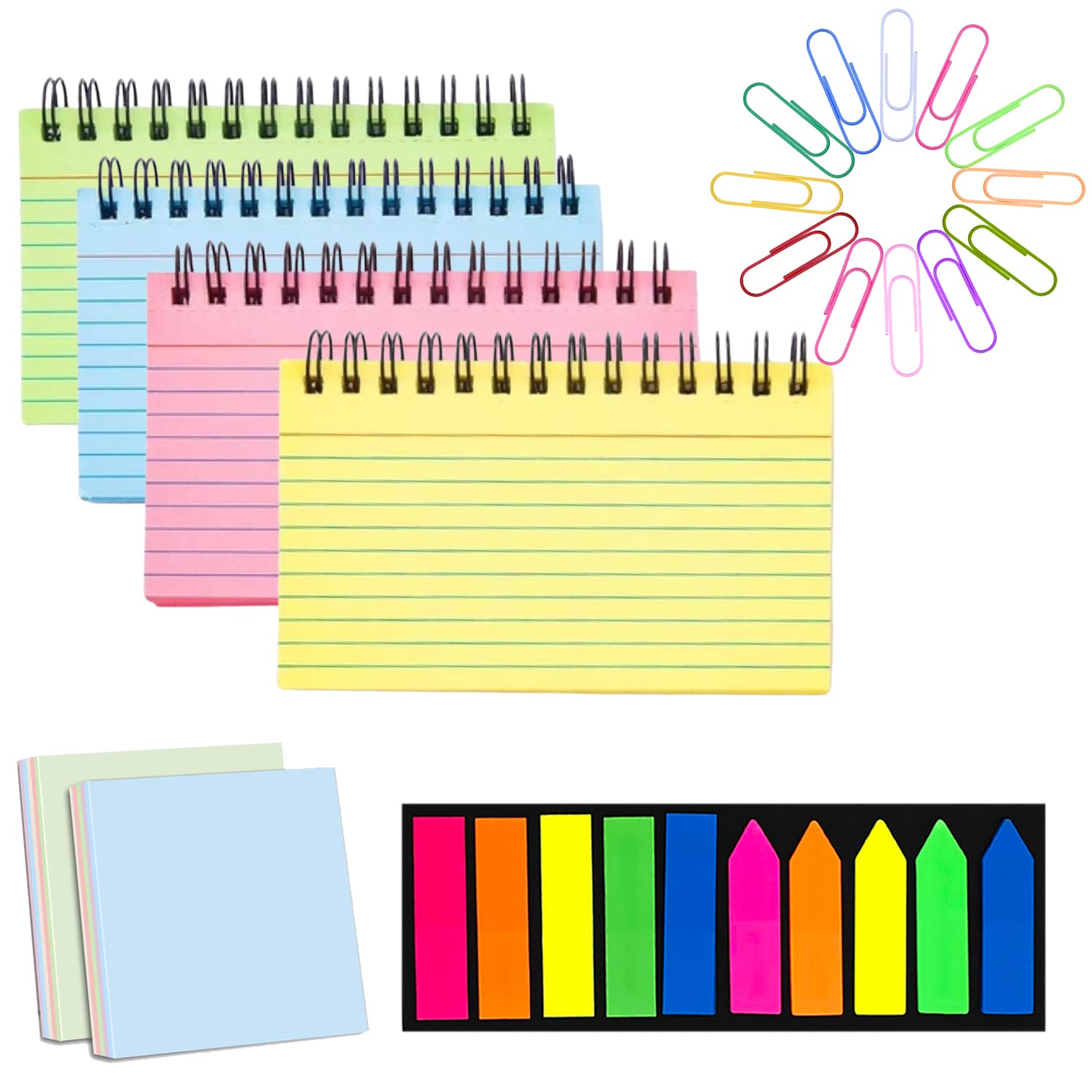 Buy 4 Colours Ruled Index Crads, A6 Spiral Bound Ruled Lined Index ...