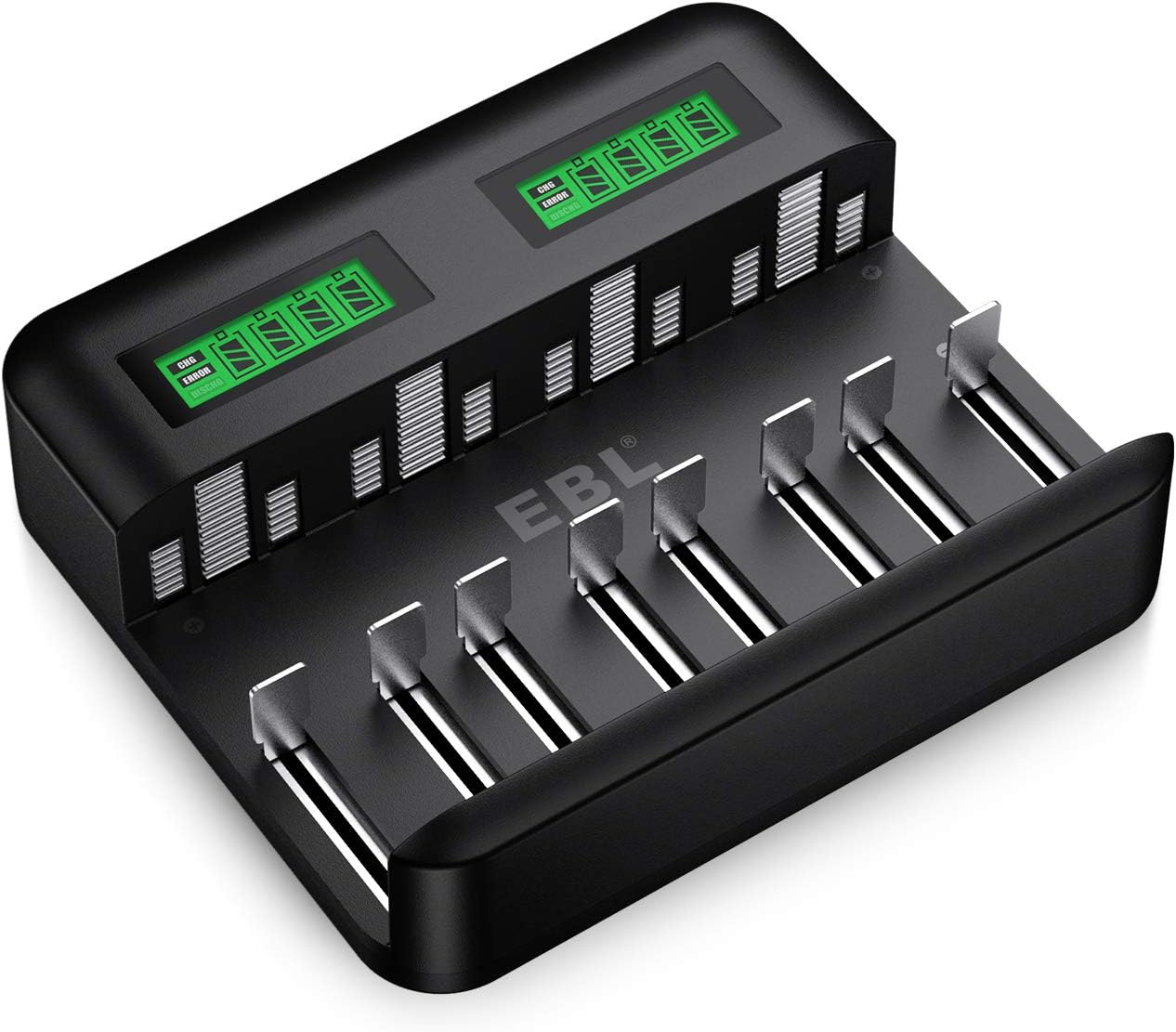 LCD Universal Battery Charger - 8 Bay AA, AAA, C, D Rechargeable Battery Charger With 2A USB Port, Type C Input, Fast Charging