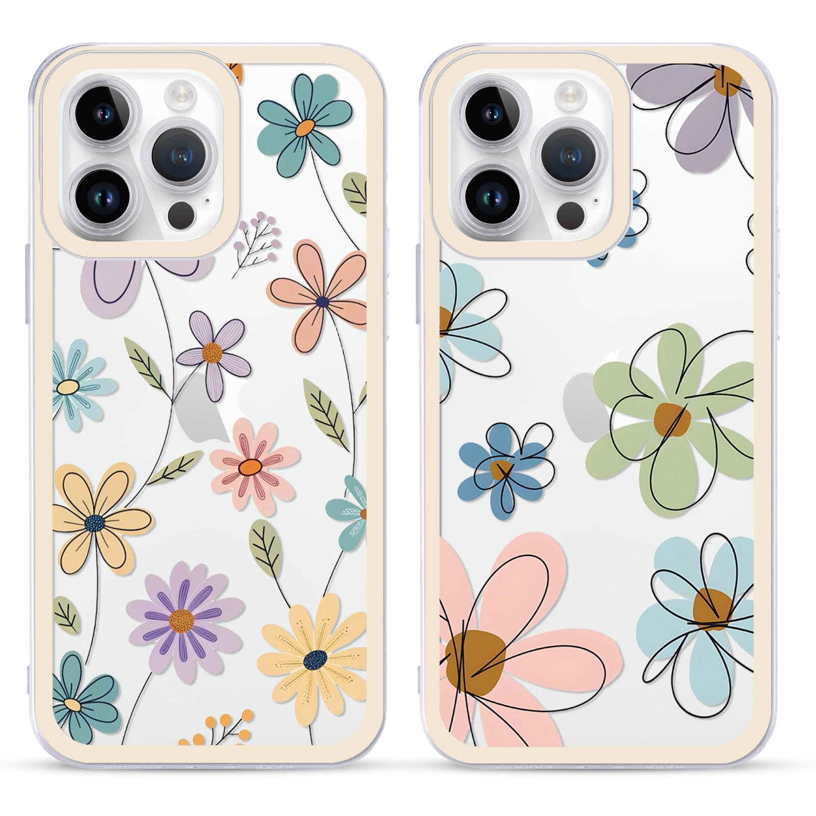 2 Pack Flower Phone Case for Samsung Galaxy S9 5.8",Cute Color Floral Kawaii Cases Aesthetic Stylish Design Cover for Women Girls,Clear Silicone
