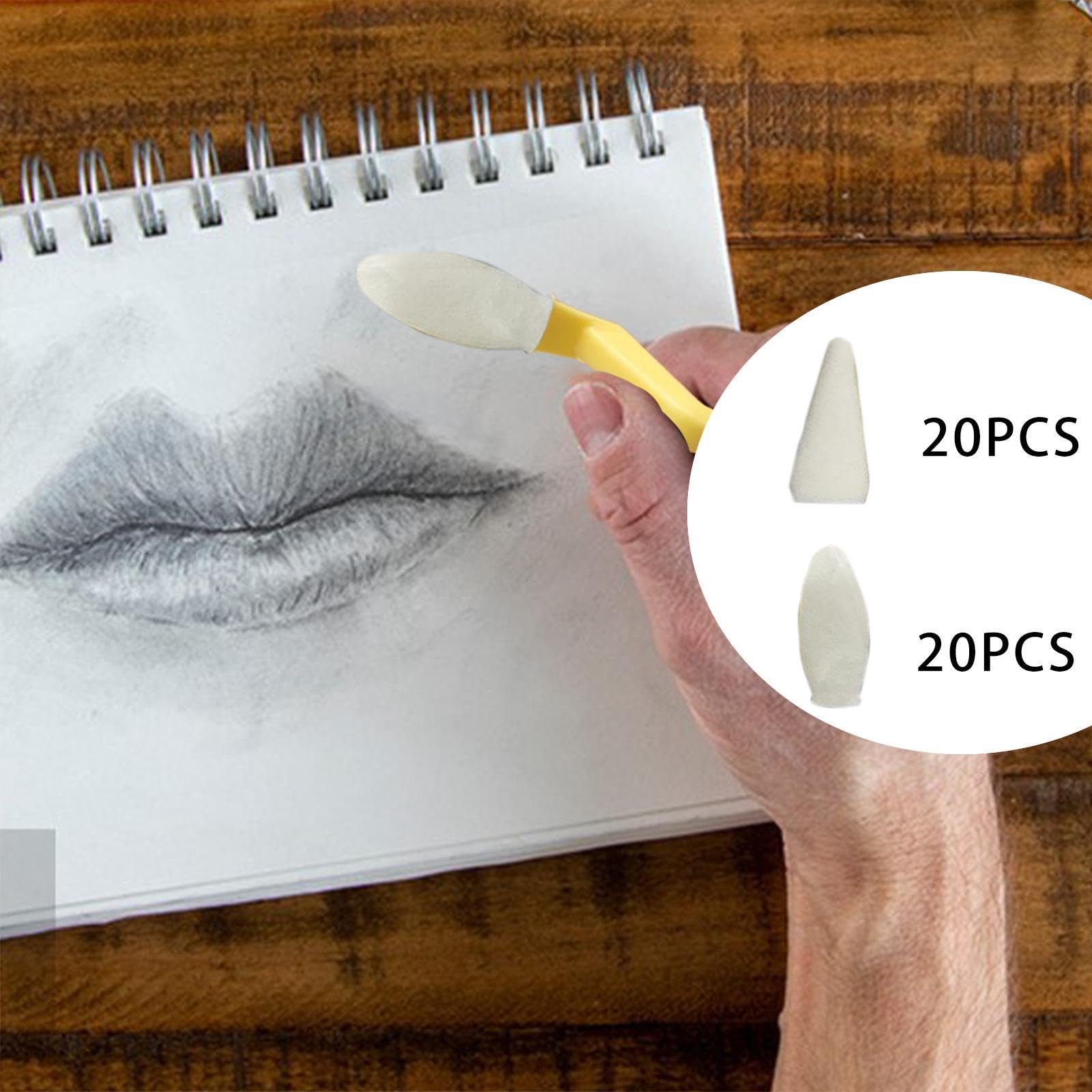 kowaku 40 Pieces Blending Sponge Pen Head Artist Sketch Rubbing Sponge Replacement Sketch Drawing Tools for Highlighting