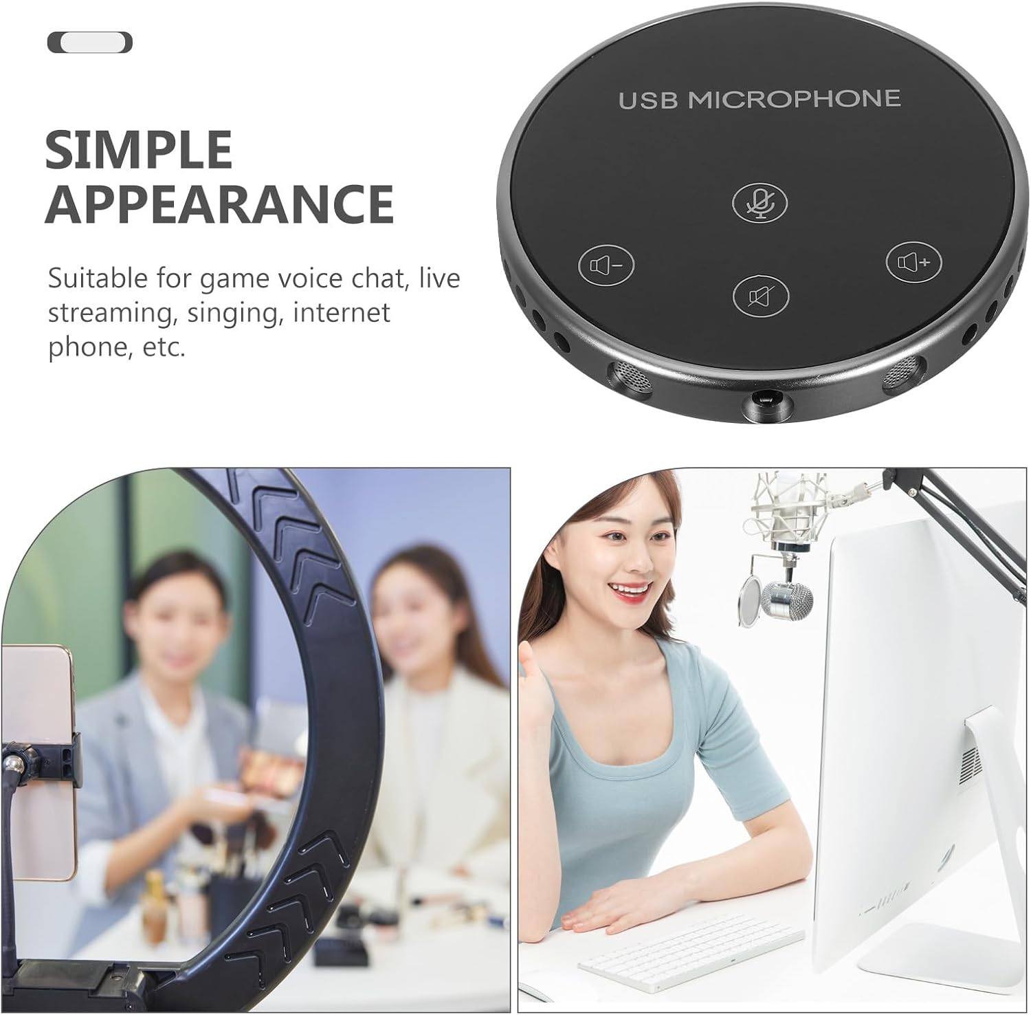 USB Conference Microphone Omnidirectional Mic for Laptop Lightweight Portable Computer Accessory for Meetings Live Streaming Gaming Voice Chat