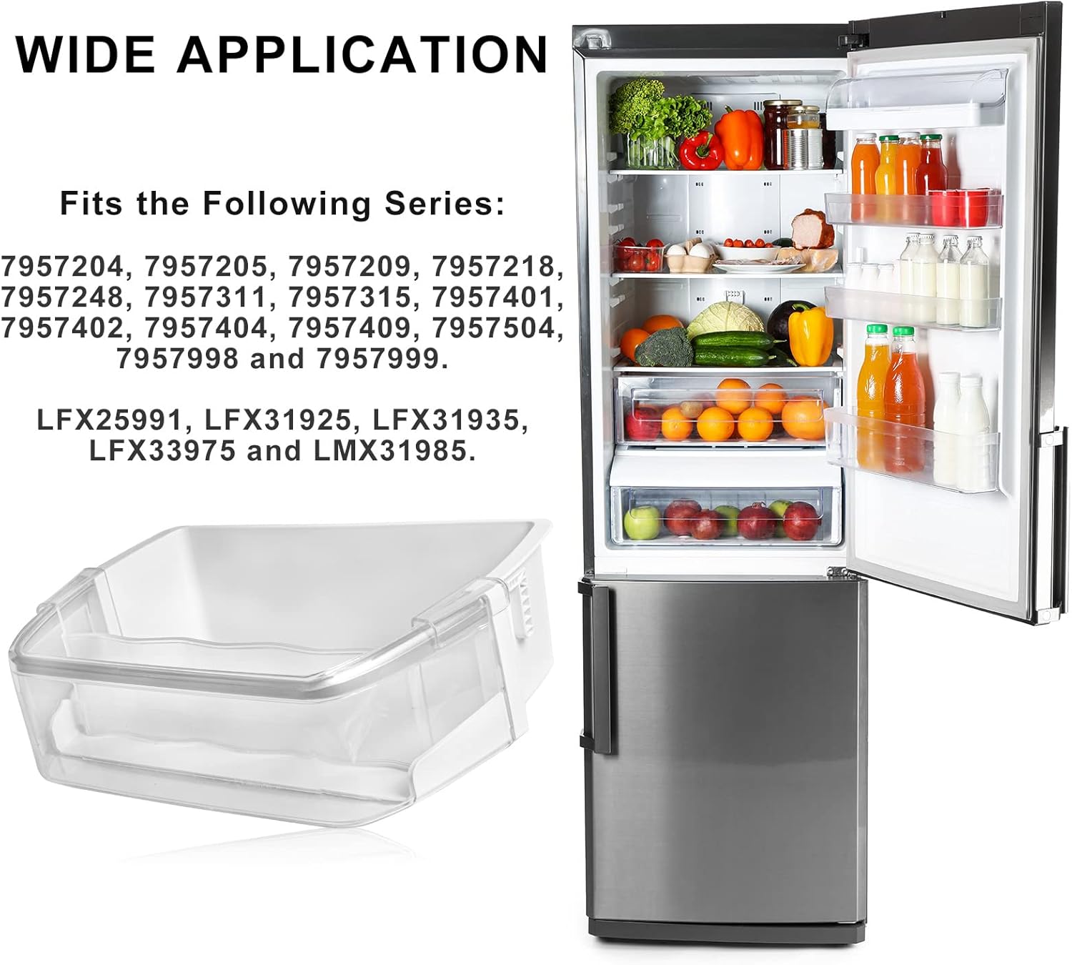 AAP73252209 AAP73252202 Refrigerator Door Bin Replacement Right Door Shelf Compatible with L-G Ken-more E-lite Refrigerator Parts Replaces AAP73252201 AAP73252211 PS3637058 AP5602939