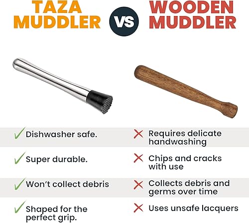 Miniatura 3 de Muddler de bebidas para cócteles, 8 pulgadas anticuado/menta julep/Mojito Muddler, bartend de acero inoxidable, herramienta de muddler de cocina