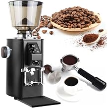 Commercial Coffee Grinder with 64mm Flat Burr | Anti-Flying Grounds Outlet | 1Lb Lotus Hopper | 9 Stepless Settings | Smart Touchscreen Electric Grinder