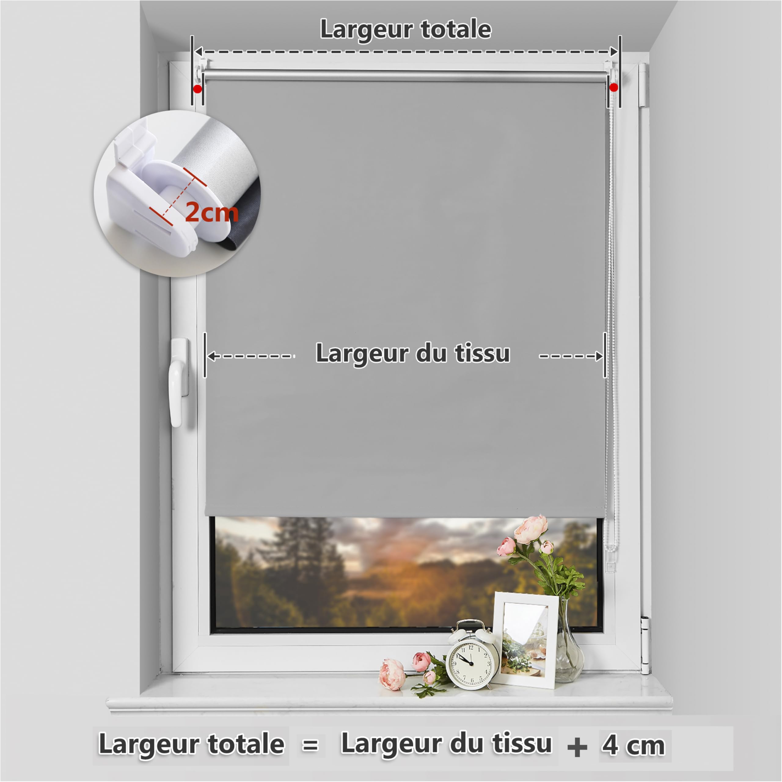 Homland Roleta zaciemniająca bez wiercenia 50 x 120 cm, jasnoszara, zasłona zaciemniająca z powłoką srebrną, izolacja termiczna, prosta instalacja, do sypialni, salonu, kuchni, łazienki