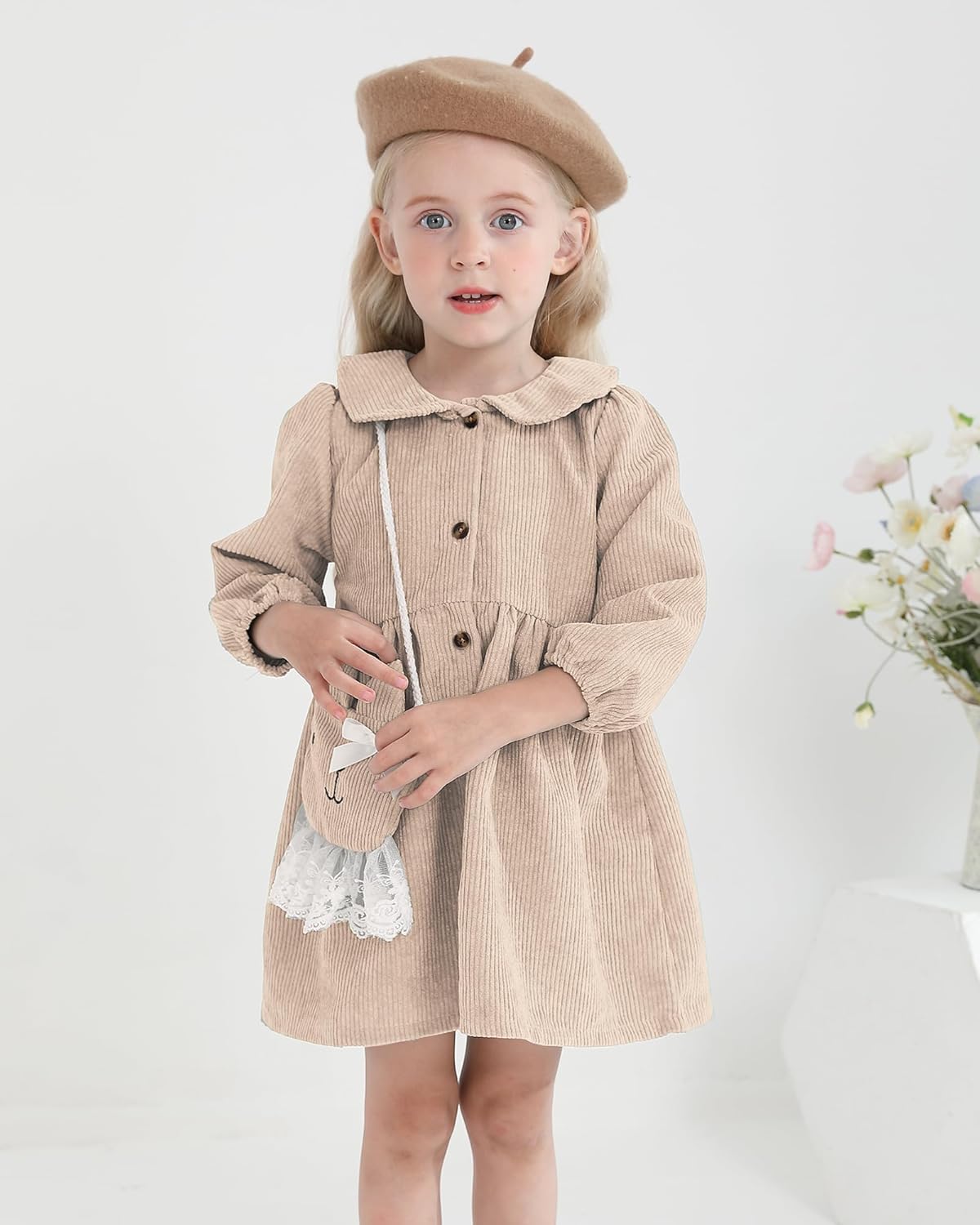 Mioglrie Toddler Girl Fall Dress Baby Girl Winter Clothes 6 12 18 24 Months Outfit Cute Dresses for Girls with Satchel - Image 2