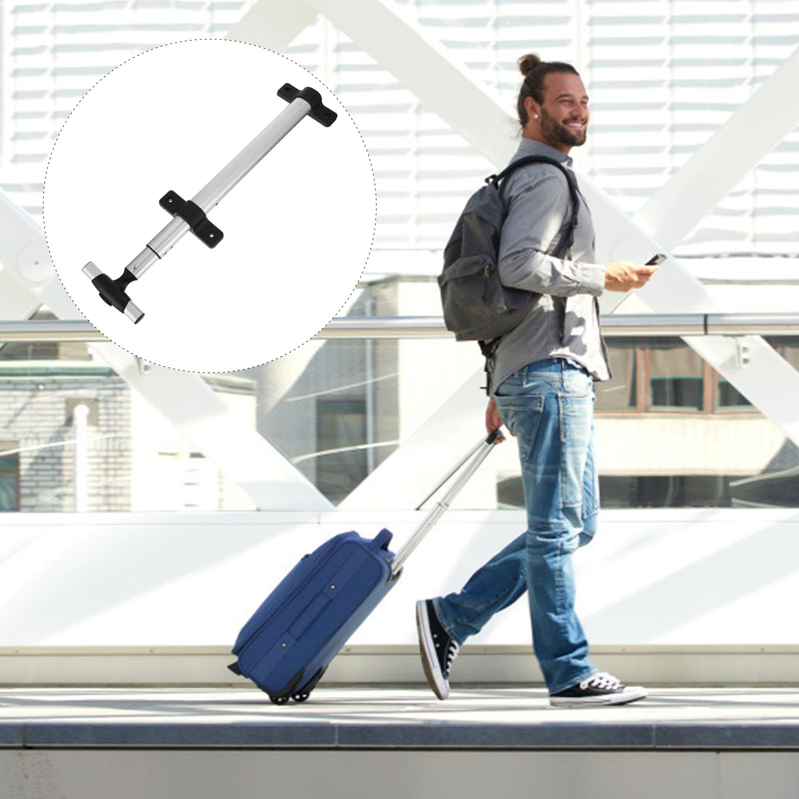 Poignée Télescopique de Valise Simple, Rechange en Alliage D'aluminium