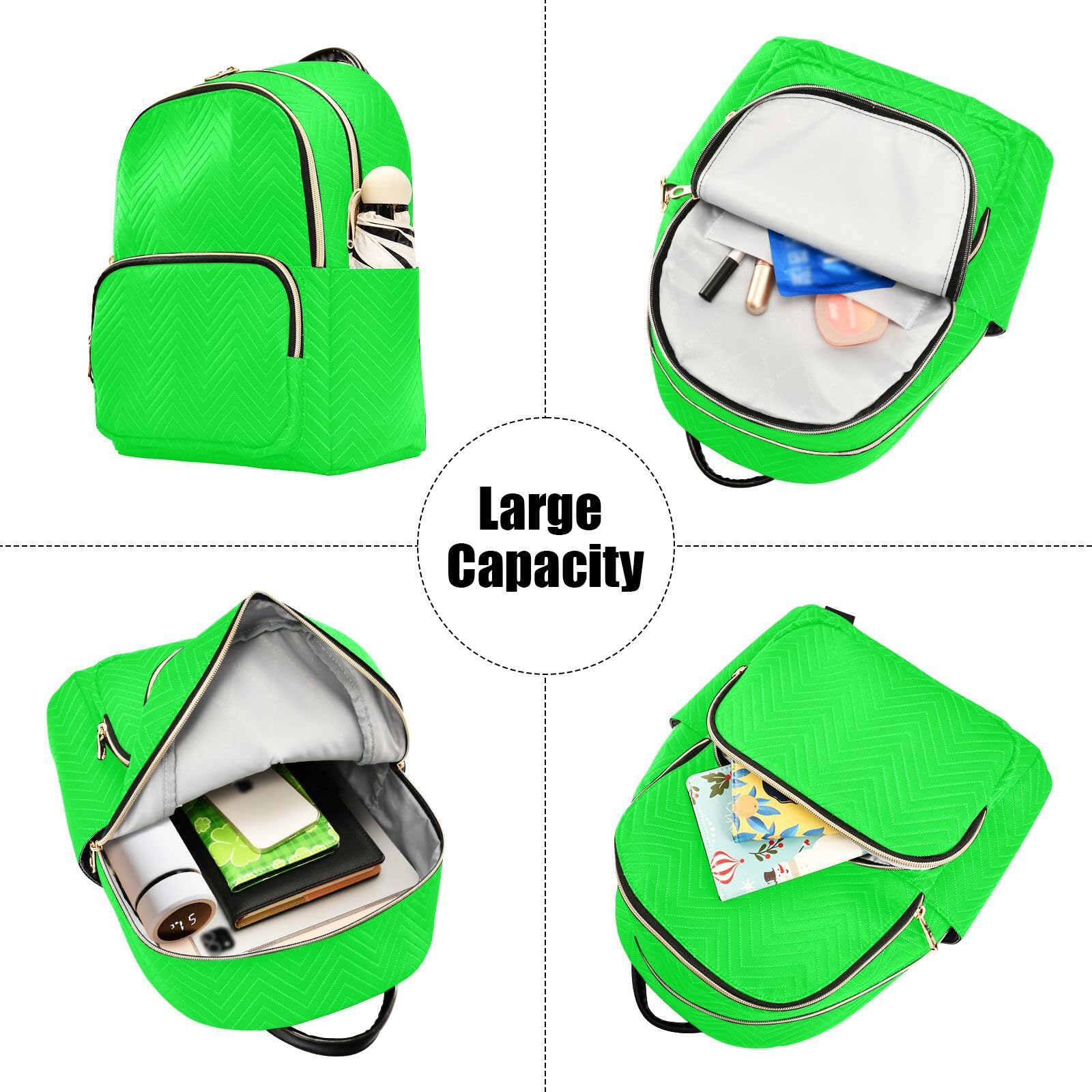 Lxqimora Neon Green Backpack Purse for Women Fashion Small Mini Daypack Purse for Lady Anti-theft Shoulder Bag Back Pack Weekend Bag - Image 5
