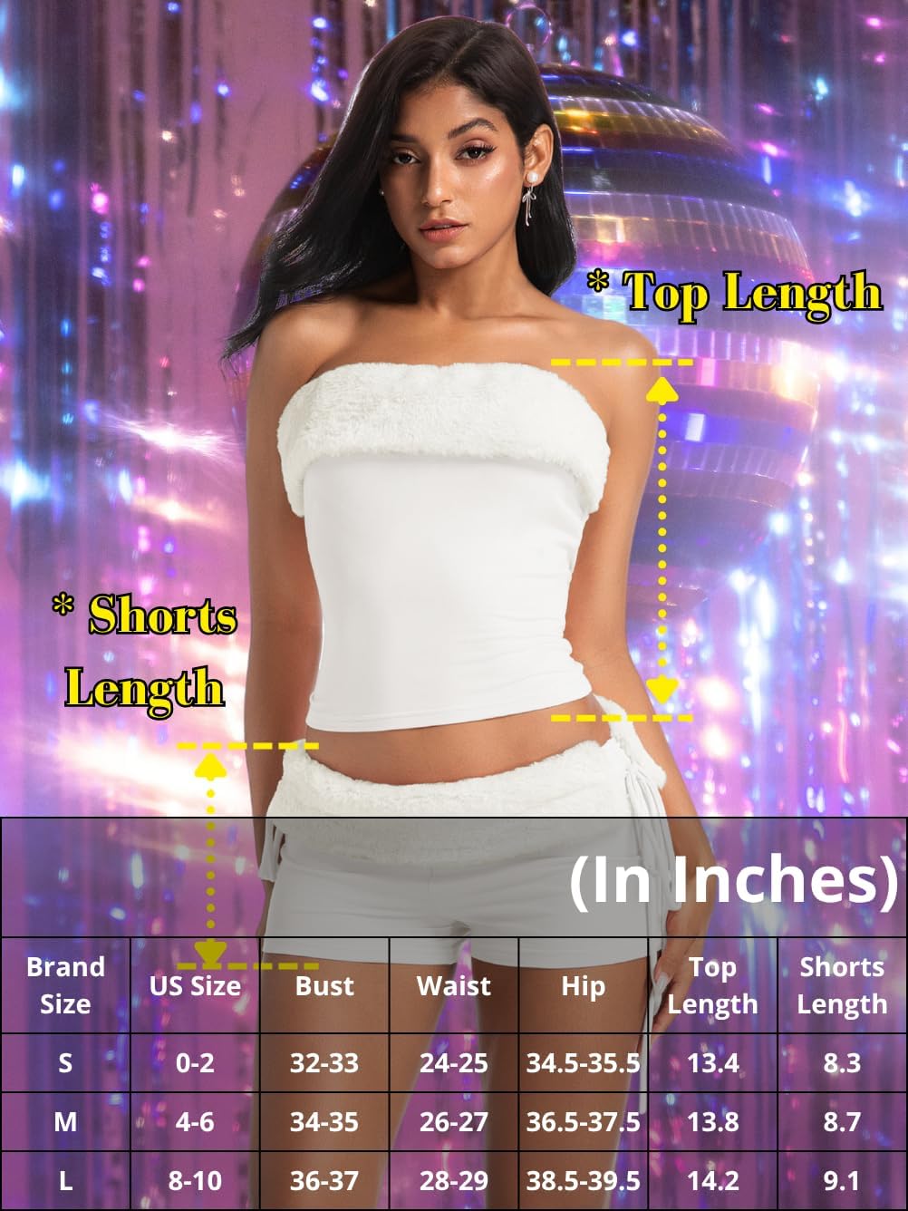 Women 2000s Sexy Two Piece Sets Club Outfits, Strapless Bandeau Tube Top Going Out, Low Rise Booty Micro Shorts Rave - Image 6