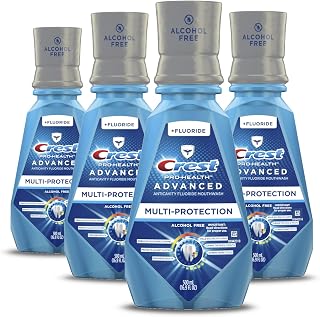 Crest Pro Health Advanced Multi-Protection Mouthwash, Alcohol Free, Extra Deep Clean Fresh Mint, 500 mL (16.9 Fl Oz), Pack of 4