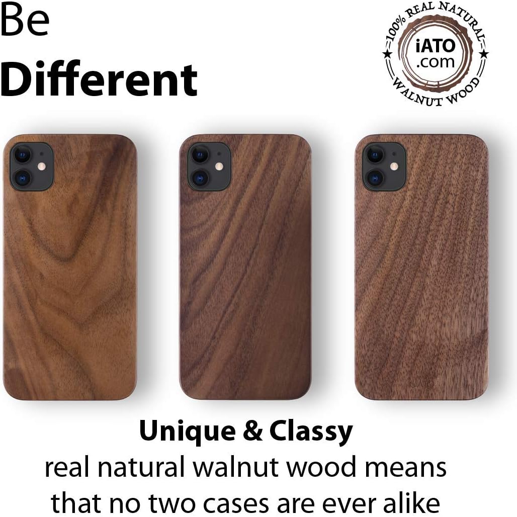 Gеt Sресіаl Prісе iATO iPhone 12 Wood Case. Natural Walnut Wooden Minimalistic Cover Unique & Classy Woodgrain Accessory for iPhone 12 6.1 inch
