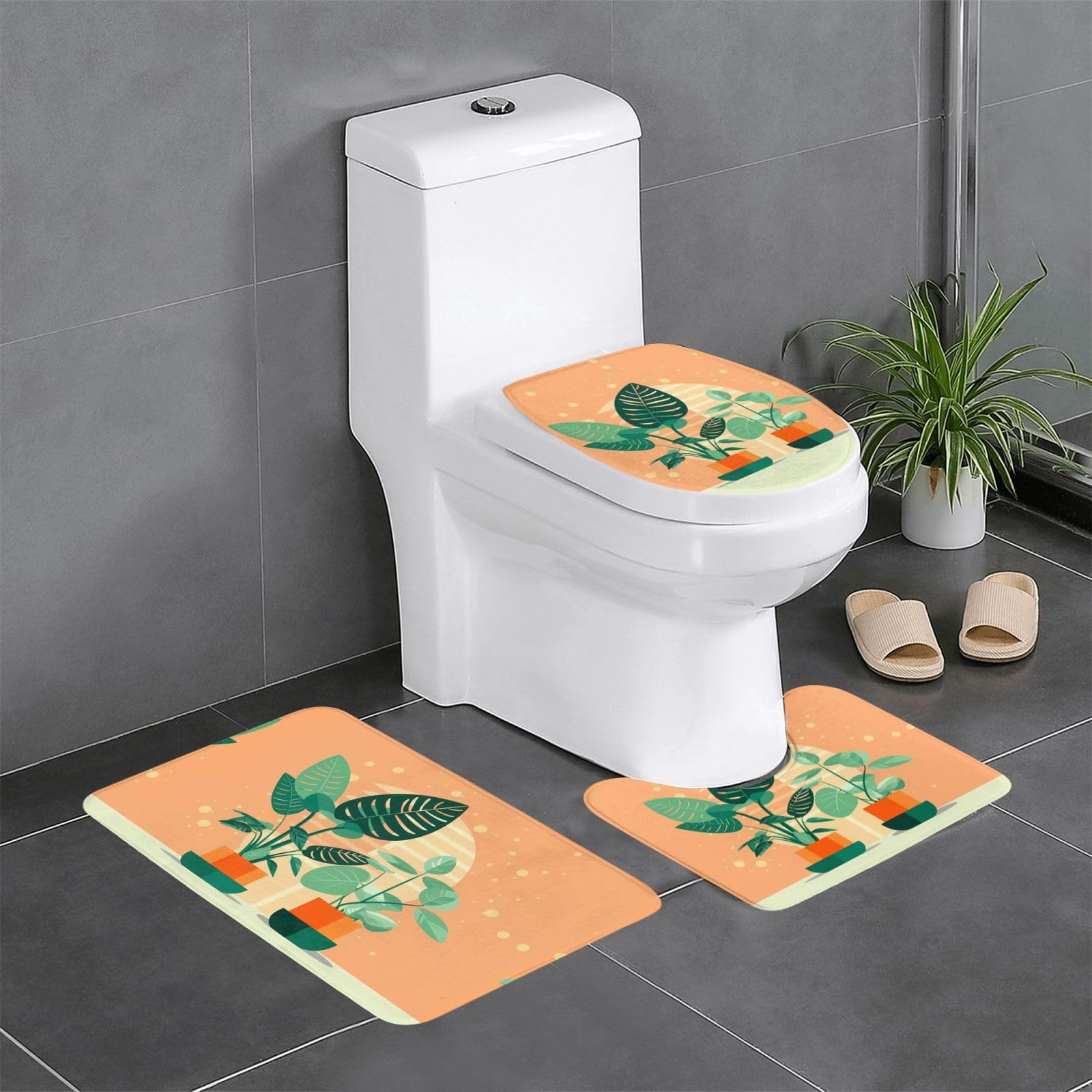 Tapis de salle de bain vert à motif tortue créez une ambiance spa dans vos WC