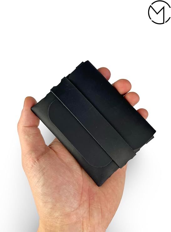 محفظة أفقية من الجلد الطبيعي، حامل بطاقات من الجلد الطبيعي، حامل بطاقات عمل بسيط للرجال والنساء، محفظة أنيقة، منتج هدية (أسود)