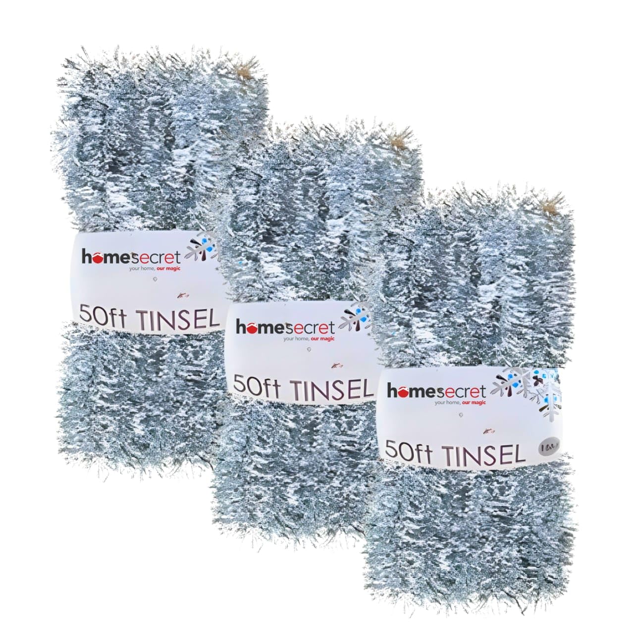 Christmas Tinsel Multiple Variation 2M/15M | Shiny Metallic Silver Tinsel Garland for Xmas Tree & Home Décor | Sparkling Christmas Decorations for Indoor & Outdoor Holiday & New Year Celebrations.