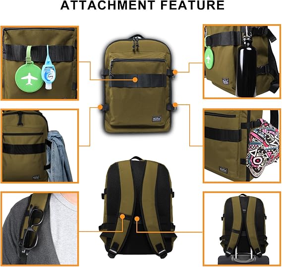 Travel Backpack 17L Lightweight Casual Small Carry-on Daypack 15-inch Laptop Notebook, Underseat Overnight Weekender, Khaki