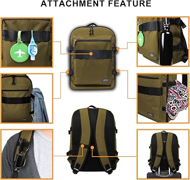 Travel Backpack 17L Lightweight Casual Small Carry-on Daypack 15-inch Laptop Notebook, Underseat Overnight Weekender, Khaki