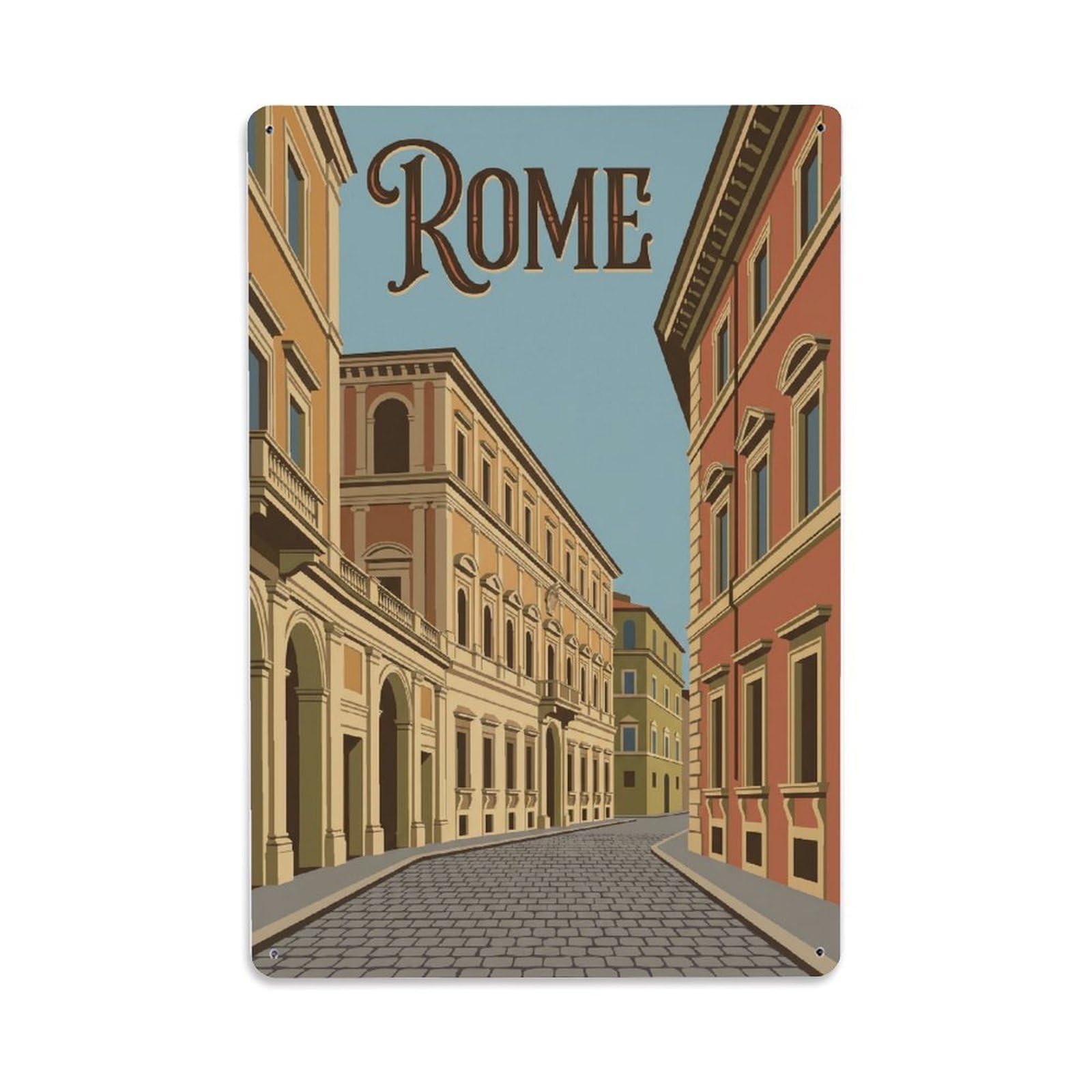 Vintage Travel Rome Via Giulia Renaissance Elegant Street Italy Metal Tin Sign Plaque Wall Decor for Cafe, Club Bar, Office, Home Garden Metal Poster 8x12Inch