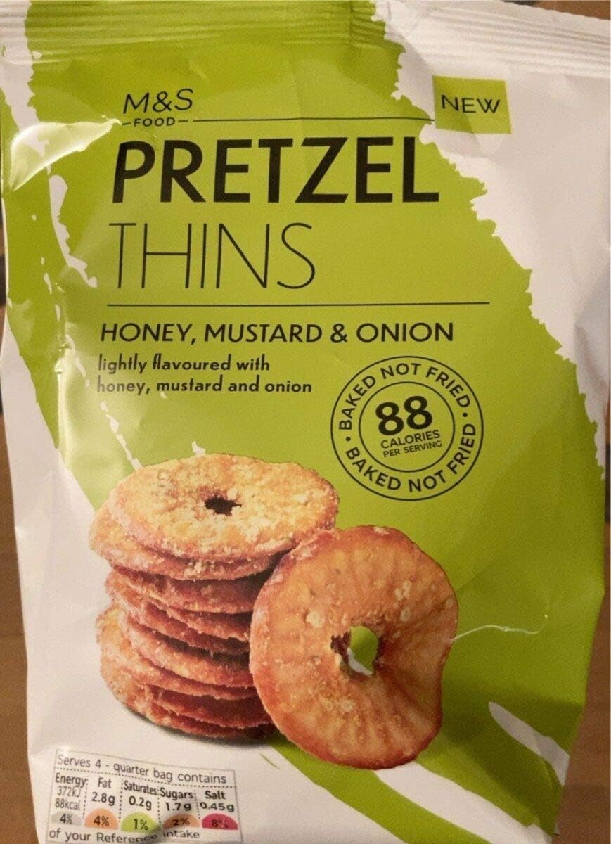 Mark & Spencer Food Pretzel Thins Honey Mustard & Onion Wheat Pretzel (Baked Not Fried), 80g