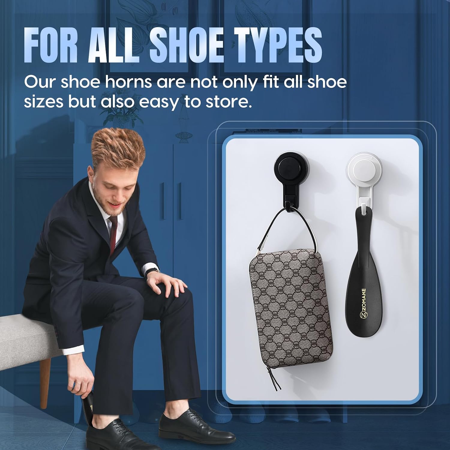 ZOMAKE Plastic Shoe Horn for Kids Men Women,Travel Small ShoeHorn Size 7.5"