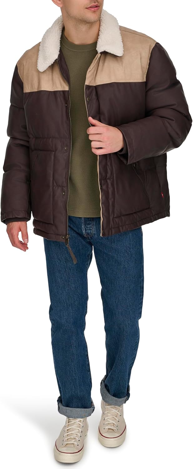 Levi's Men's Out West Mixed Media Puffer Jacket - Image 2