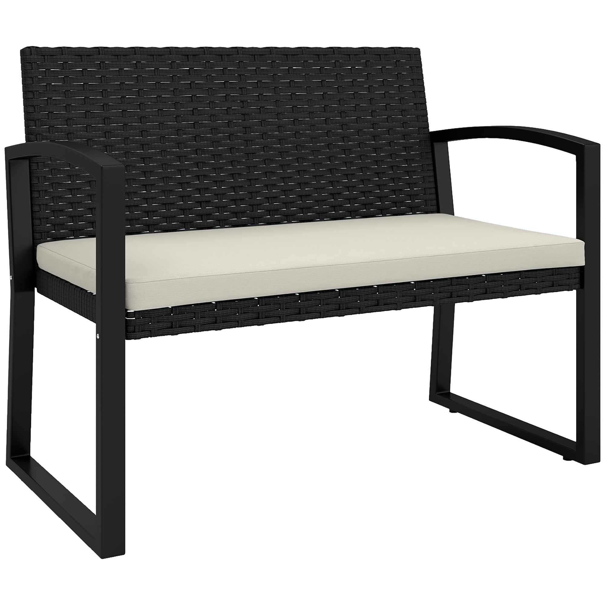 Outsunny 2 Seater Rattan Garden Bench - Beige