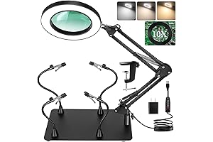 Helping Hands with Magnifying Glass - 10X Magnifying Glass with Light for Soldering, PCB Holder