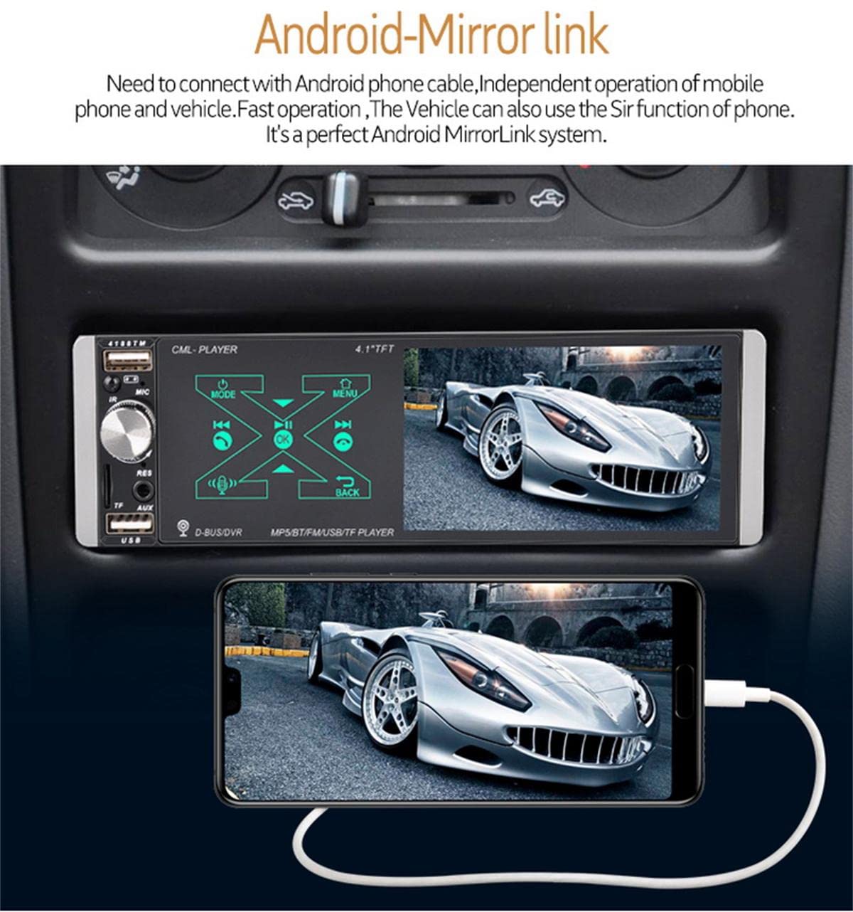 Lingote único MP5 Bluetooth Smart AI Voice Reproductor de Pantalla capacitiva 4188TM