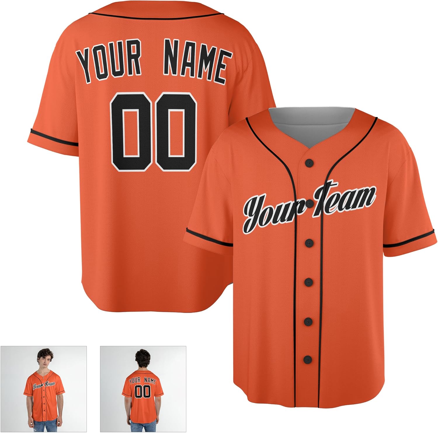 Custom Baseball Jersey Orange Throwback Cooperstown for Men, Women, Youth, Toddlers & Infants - Add Your Name & Number - Piping & No Piping Options