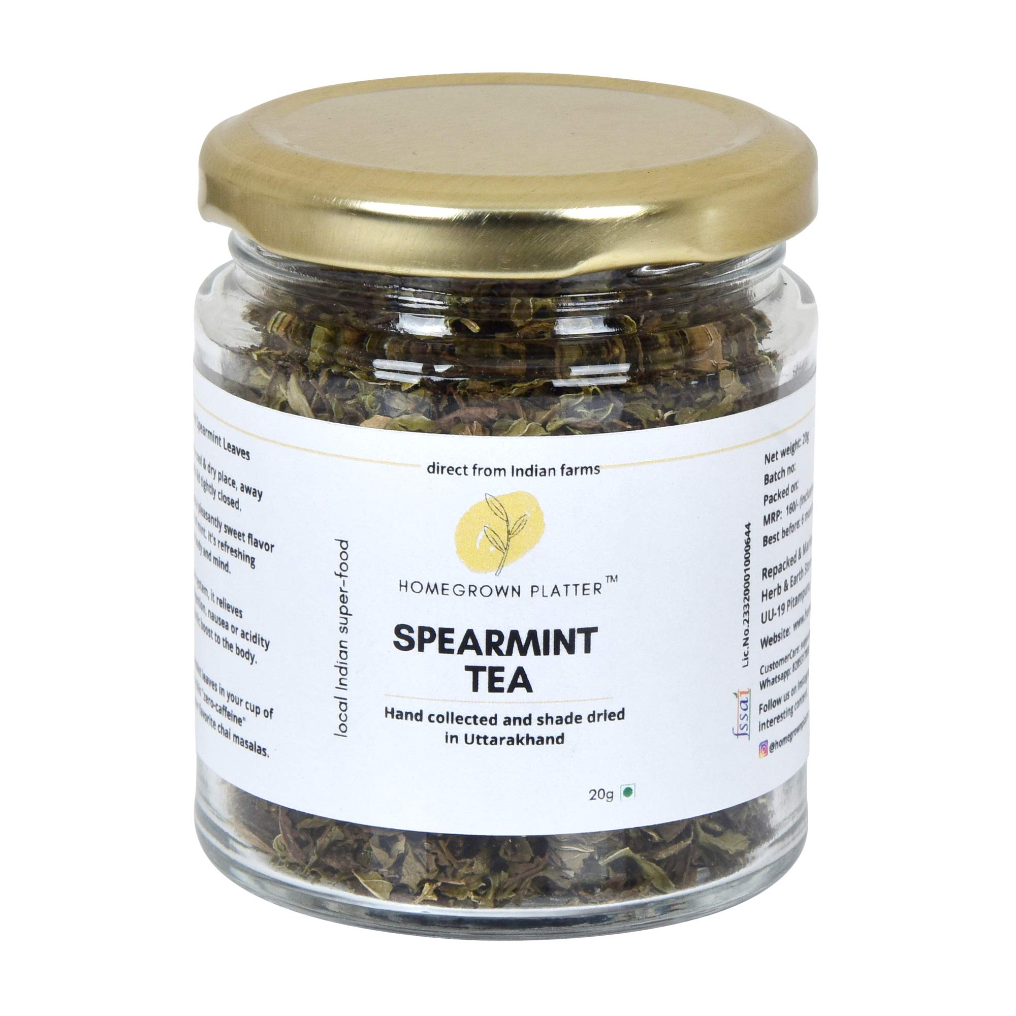 Homegrown Platter Dried Spearmint Leaves [refreshing flavor] for Herbal Tea from Uttarakhand, 20 grams (B08WCHNCD4) Amazon Price History, Amazon Price Tracker